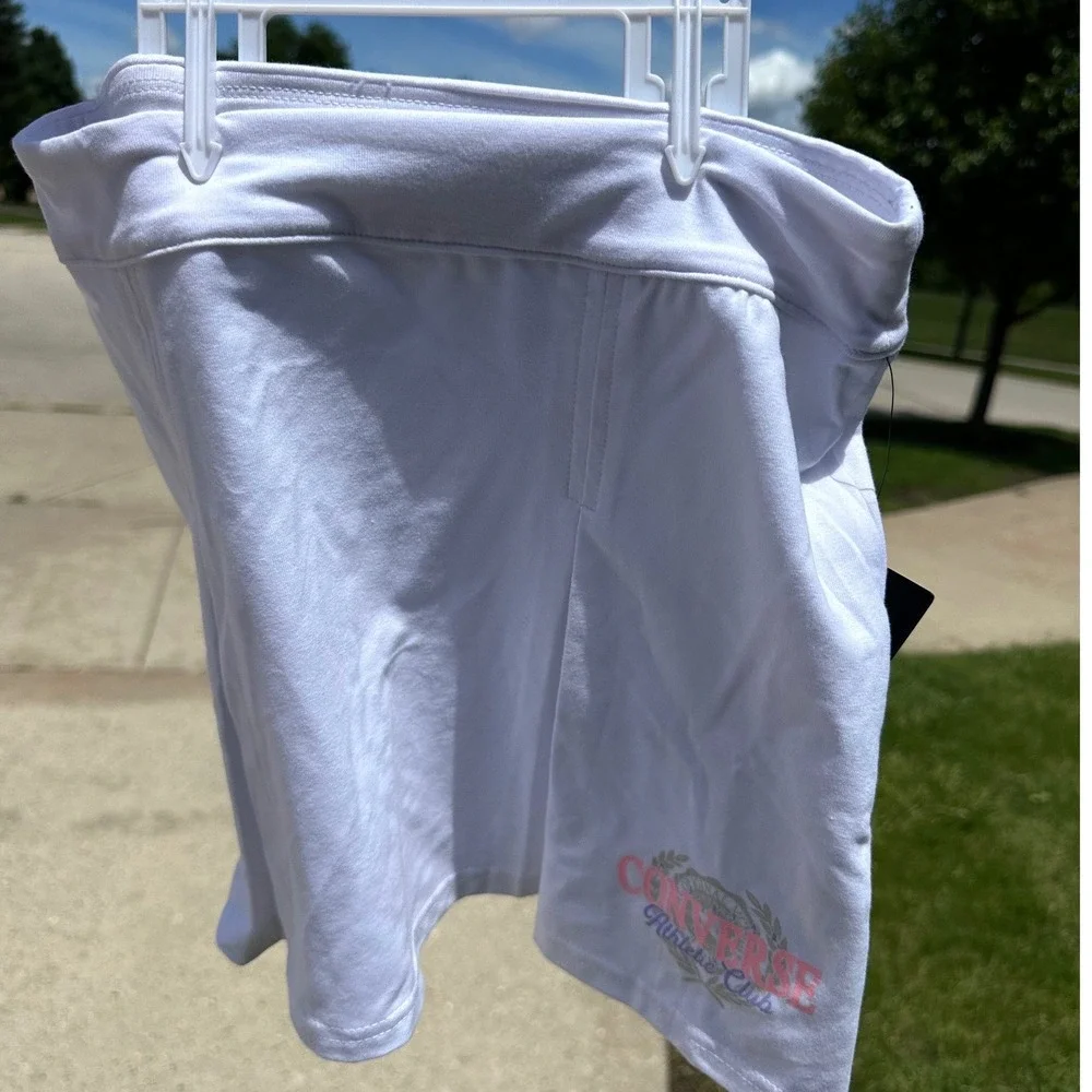 Converse Girls Athletic Club Skort White Pleated Skirt Size S 8-10 NWT